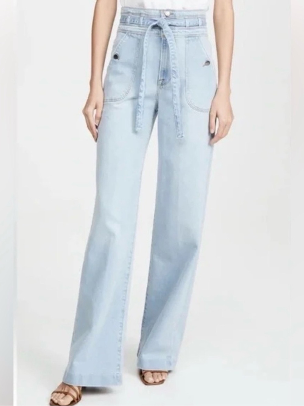 Frame Ali Triple Waist Wide Leg Tie Jeans